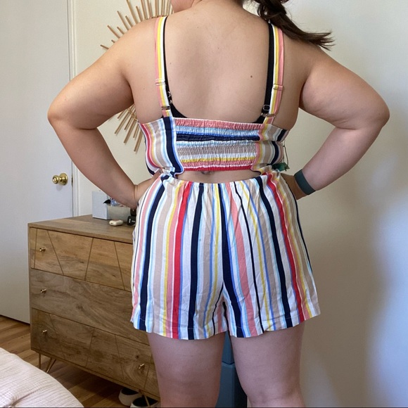 Forever 21 Plus colorful striped linen romper NWT - Picture 4 of 4